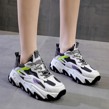 Women's Autumn New Casual Sports Shoes Round Toe Thick Bottom Increased Fashion Breathable Trendy Shoes