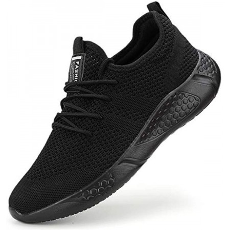 Men's Sport Gym Running Walking Shoes Casual Lace Up Lightweight Black